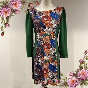 Aryeh Floral‎ long sleeve Green mini stretchy Dress size extra large